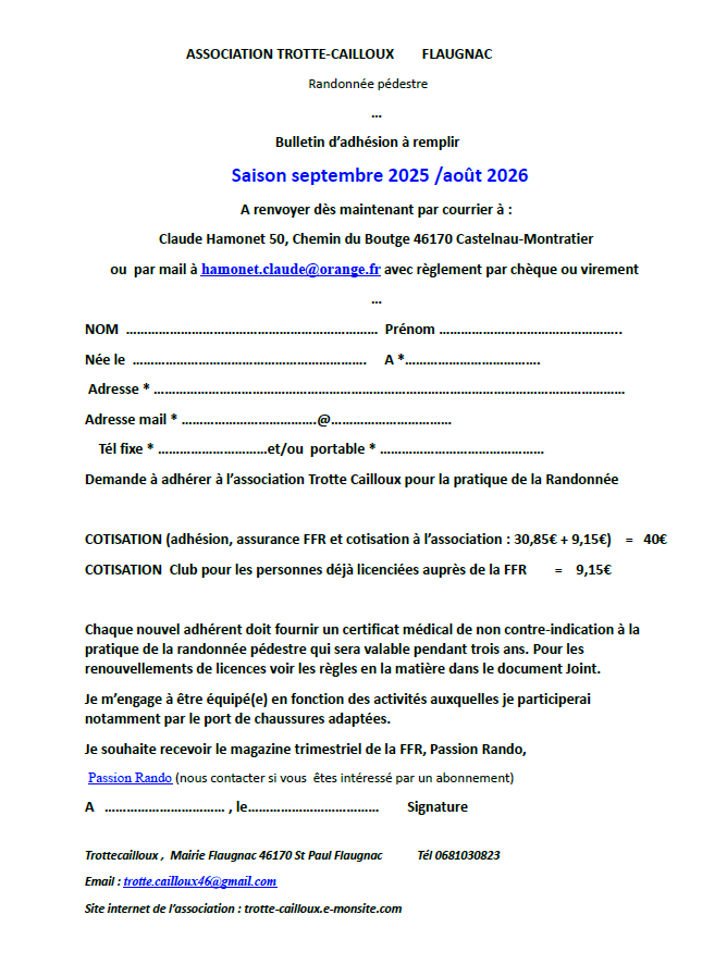 Bulletin d adhesion 2025 2026