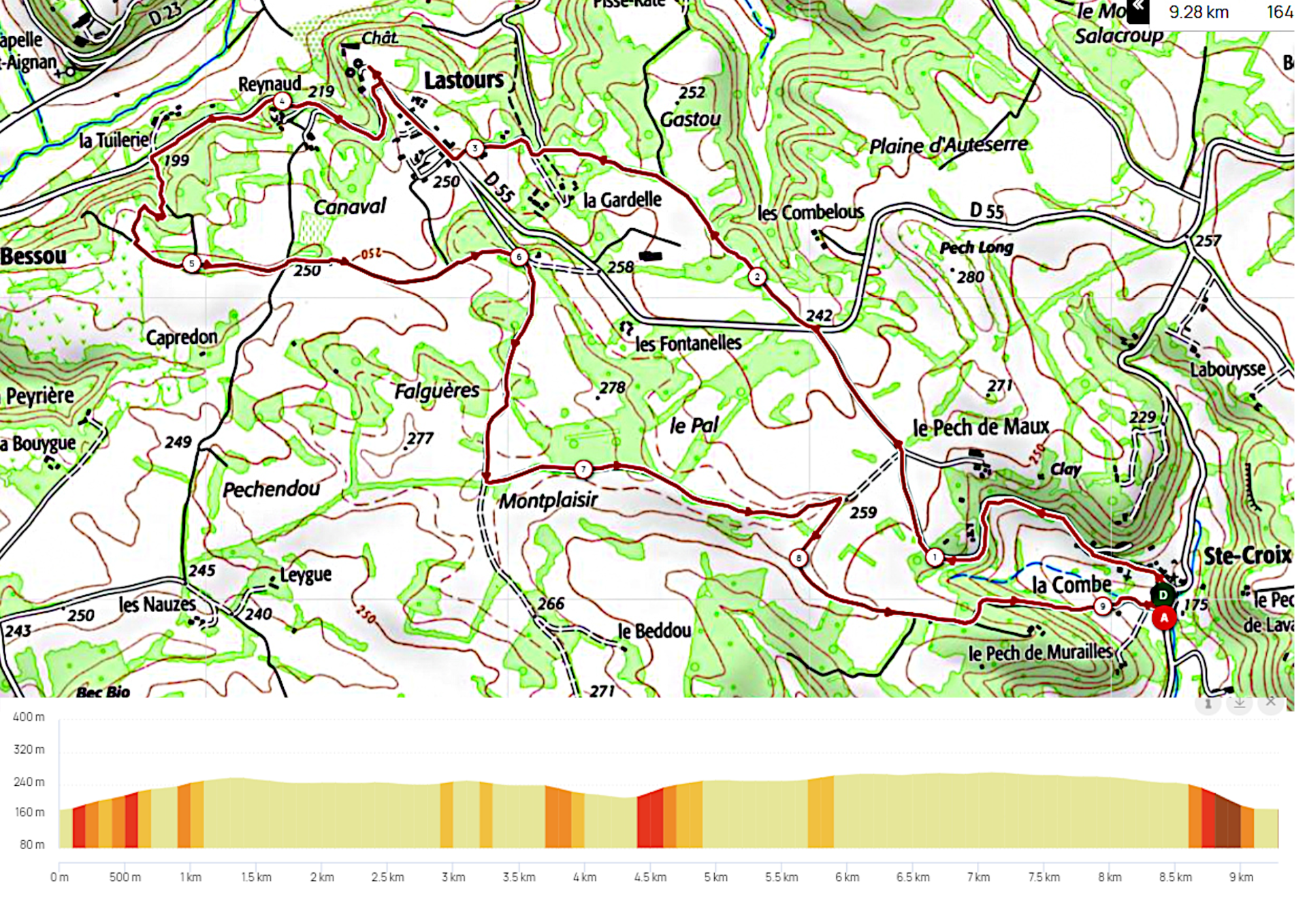 Carte ste croix 9300 m